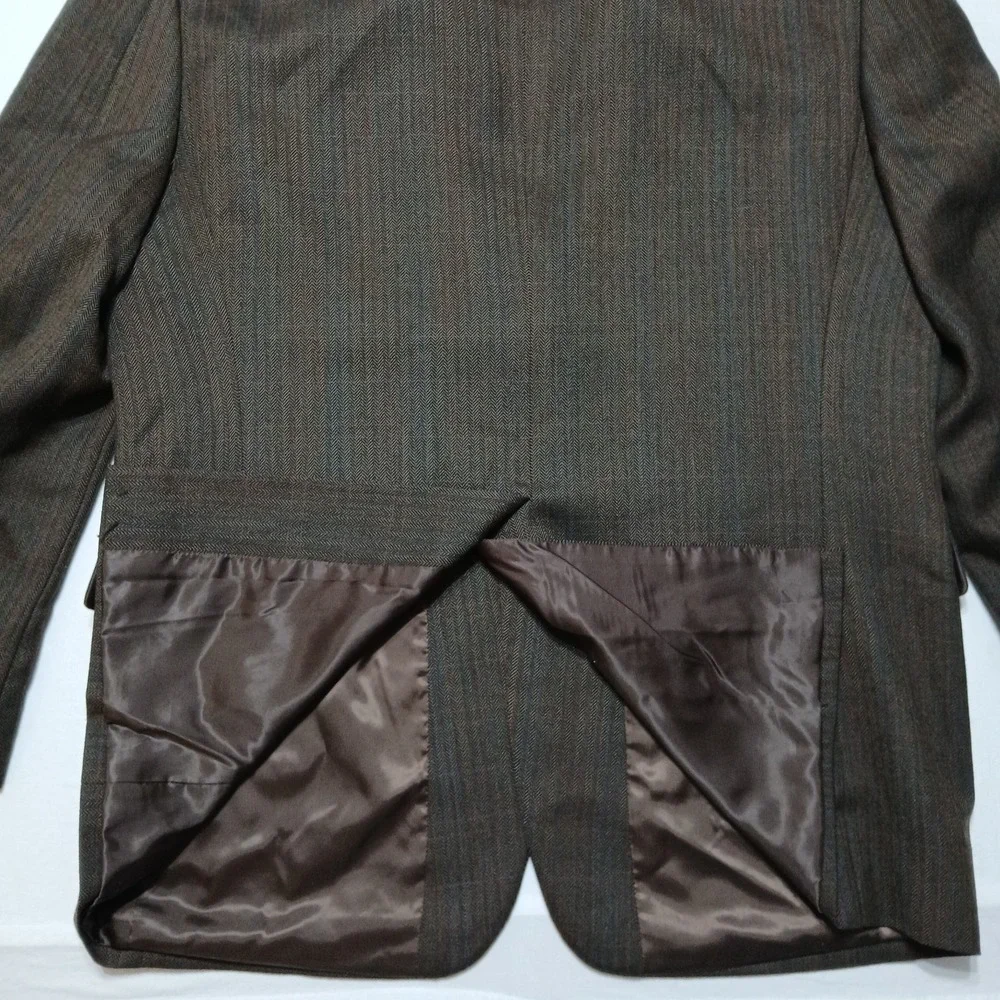 Lauren Ralph Lauren Mens Chocolate Wool Herringbone Blazer‎ Size 42R